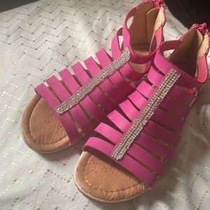 Kenzie Girl Pink Glitter Gladiator Sandals